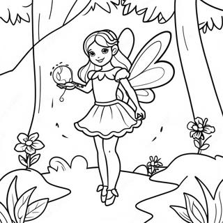 Magical Fairy In Enchanted Forest Coloring Page 14490-11706