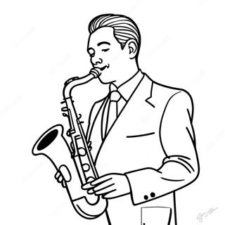 Saxophonist Playing Smooth Jazz Coloring Page 14530-11737