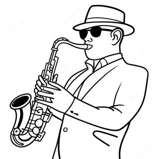 Saxophonist Playing Smooth Jazz Coloring Page 14530-11738