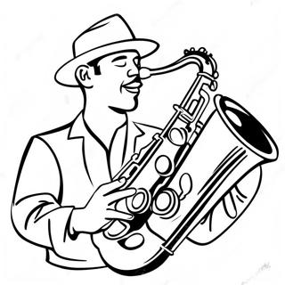 Saxophonist Playing Smooth Jazz Coloring Page 14530-11740