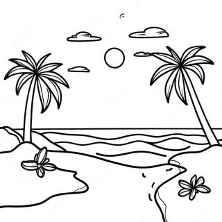 Beach Sunset Coloring Page 14539-11742