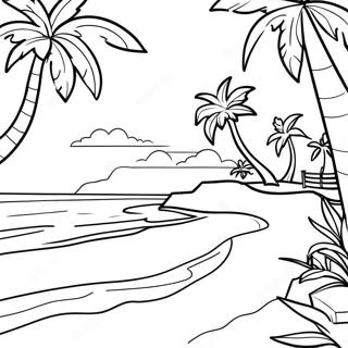 Tropical Beach Scene Coloring Page 14540-11747