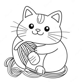 Chubby Cat Playing With Yarn Coloring Page 14550-11753