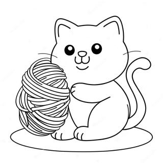 Chubby Cat Playing With Yarn Coloring Page 14550-11755