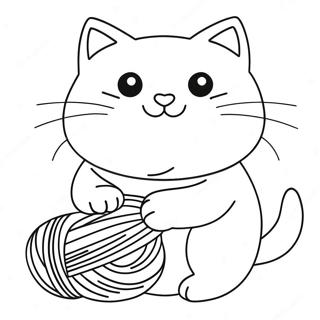 Chubby Cat Playing With Yarn Coloring Page 14550-11756