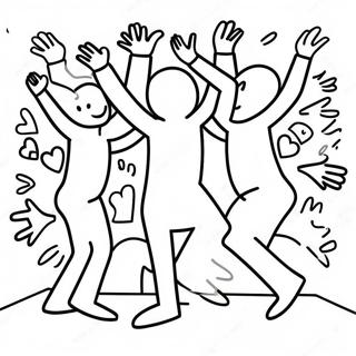 Colorful Keith Haring Dancers Coloring Page 14690-11866