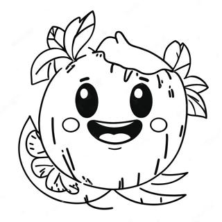 Cute Coconut With Face Coloring Page 14720-11885