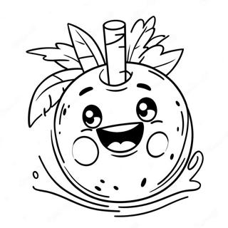 Cute Coconut With Face Coloring Page 14720-11888