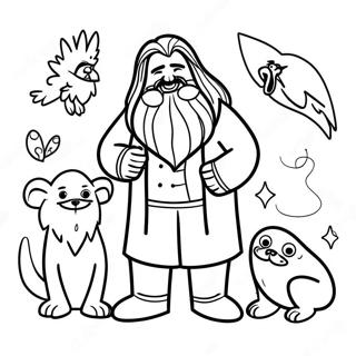 Hagrid With Magical Creatures Coloring Page 14750-11913