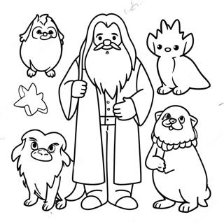 Hagrid With Magical Creatures Coloring Page 14750-11914