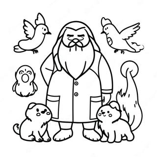 Hagrid With Magical Creatures Coloring Page 14750-11915