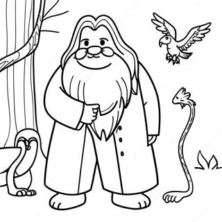 Hagrid With Magical Creatures Coloring Page 14750-11916