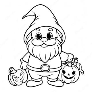 Cute Halloween Gnome With Pumpkin Coloring Page 14770-11929