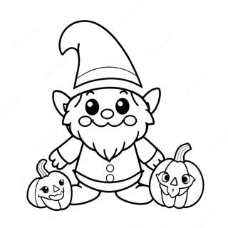 Cute Halloween Gnome With Pumpkin Coloring Page 14770-11930