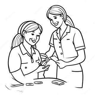 Friendly Nurse Helping Patient Coloring Page 14790-11947