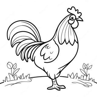 Colorful Rooster In A Farmyard Coloring Page 14810-11962