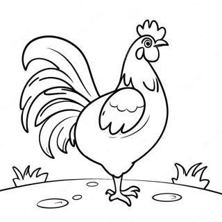 Colorful Rooster In A Farmyard Coloring Page 14810-11963