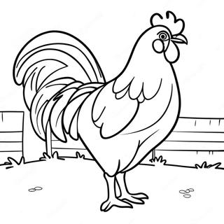 Colorful Rooster In A Farmyard Coloring Page 14810-11964