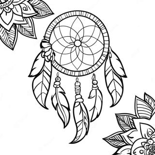 Whimsical Boho Dreamcatcher Coloring Page 1482-1229