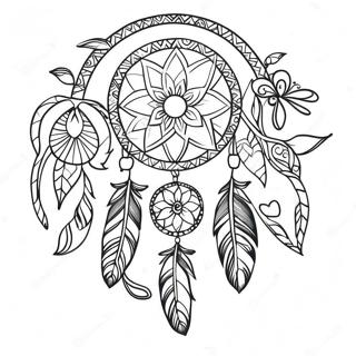 Whimsical Boho Dreamcatcher Coloring Page 1482-1230