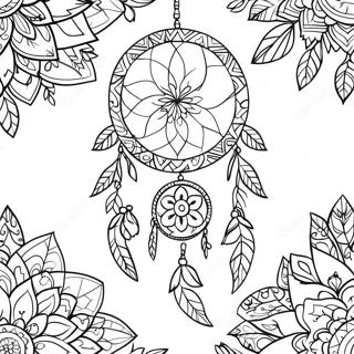 Whimsical Boho Dreamcatcher Coloring Page 1482-1231