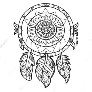 Whimsical Boho Dreamcatcher Coloring Page 1482-1232