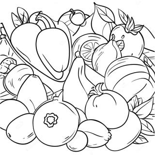 Farmers Market Colorful Fruits And Vegetables Coloring Page 14899-12022