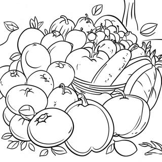 Farmers Market Colorful Fruits And Vegetables Coloring Page 14899-12023