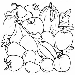 Farmers Market Colorful Fruits And Vegetables Coloring Page 14899-12024