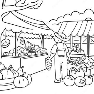 Cheerful Farmers Market Scene Coloring Page 14900-12026