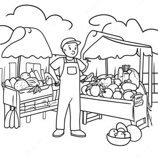 Cheerful Farmers Market Scene Coloring Page 14900-12027