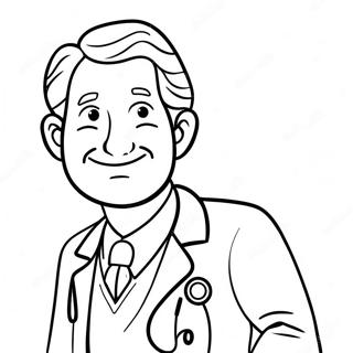 Friendly Doctor With Stethoscope Coloring Page 14910-12045