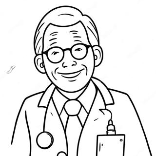 Friendly Doctor With Stethoscope Coloring Page 14910-12046