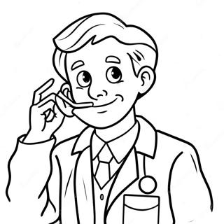 Friendly Doctor With Stethoscope Coloring Page 14910-12047