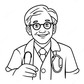 Friendly Doctor With Stethoscope Coloring Page 14910-12048