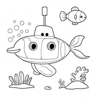 Cute Cartoon Submarine Coloring Page 14920-12041