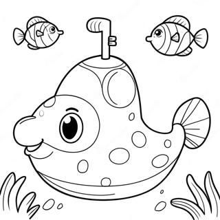 Cute Cartoon Submarine Coloring Page 14920-12043