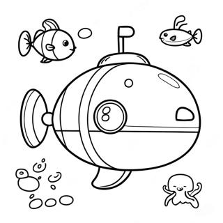 Cute Cartoon Submarine Coloring Page 14920-12044