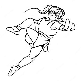 Chun Li Kicking Action Coloring Page 14960-12076