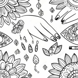 Sparkly Nail Designs Coloring Page 14990-12103