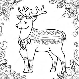 Festive Reindeer Coloring Page 15010-12120