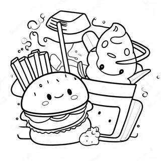 Kawaii Junk Food Coloring Page 1501-1243