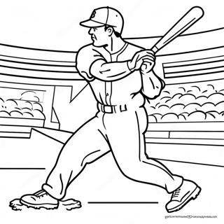 Boston Red Sox Player Swinging Bat Coloring Page 15060-12158