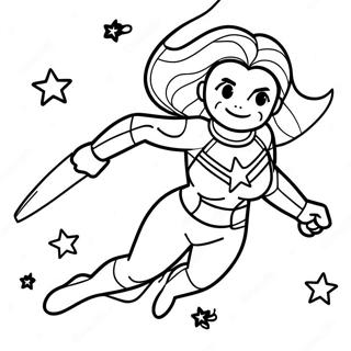 Captain Marvel Flying Through Space Coloring Page 15070-12167