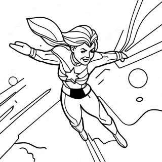 Captain Marvel Flying Through Space Coloring Page 15070-12168