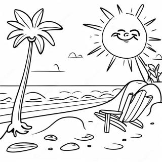 Sunny California Beach Scene Coloring Page 15130-12214