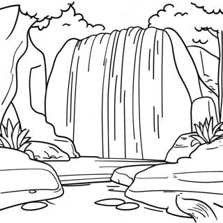 Majestic Waterfall Scene Coloring Page 15140-12221