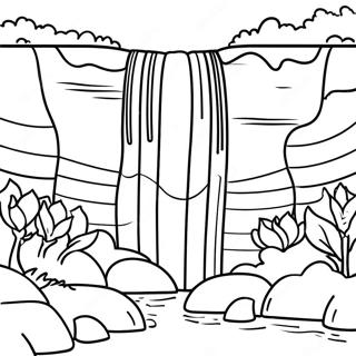 Majestic Waterfall Scene Coloring Page 15140-12222