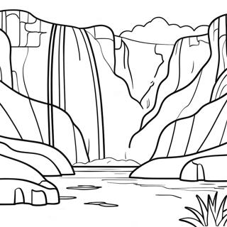 Majestic Waterfall Scene Coloring Page 15140-12223