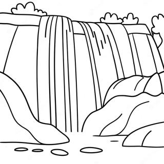 Majestic Waterfall Scene Coloring Page 15140-12224